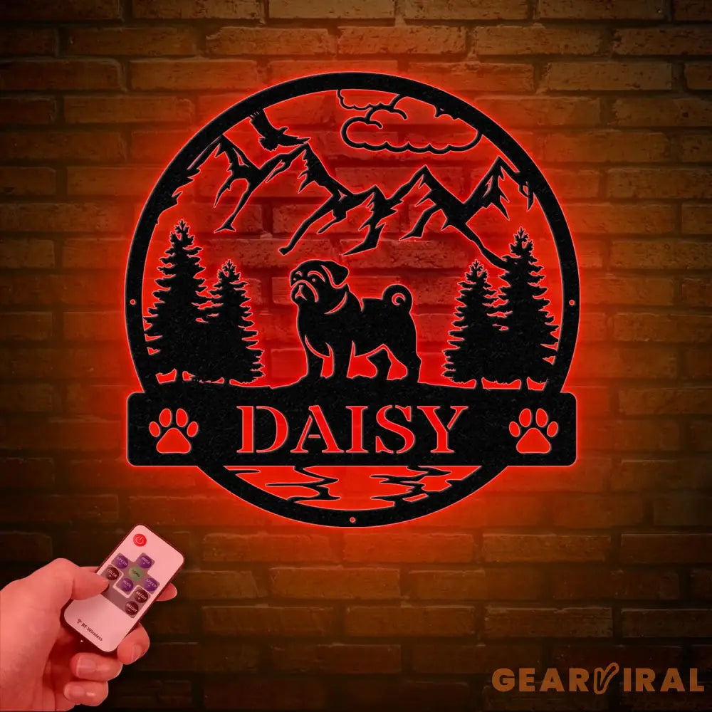 Personalized Pug Metal Sign Custom Dog Name Sign Dog Memorial Gift Pug Wall Decor Dog Lovers Wall Art Pet Lover Gift