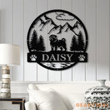 Personalized Pug Metal Sign Custom Dog Name Sign Dog Memorial Gift Pug Wall Decor Dog Lovers Wall Art Pet Lover Gift