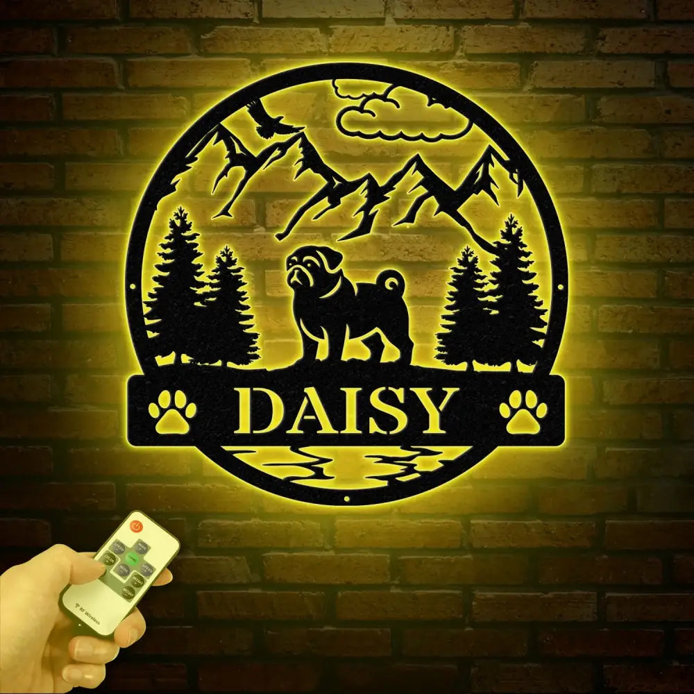 Personalized Pug Metal Sign Custom Dog Name Sign Dog Memorial Gift Pug Wall Decor Dog Lovers Wall Art Pet Lover Gift