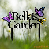 Personalized Purple Butterfly Metal Garden Stake Sign Custom Name Metal Garden Decor Yard Art Custom Metal Garden Art