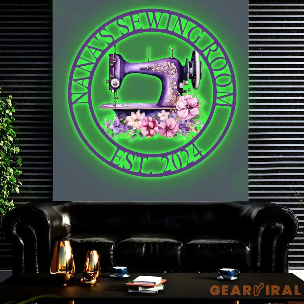 Personalized Purple Sewing Machine With Flower Sign Custom Quilting Sign For Sewing Room Decor Sewing Machine Sign Gift