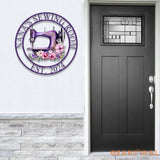 Personalized Purple Sewing Machine With Flower Sign Custom Quilting Sign For Sewing Room Decor Sewing Machine Sign Gift