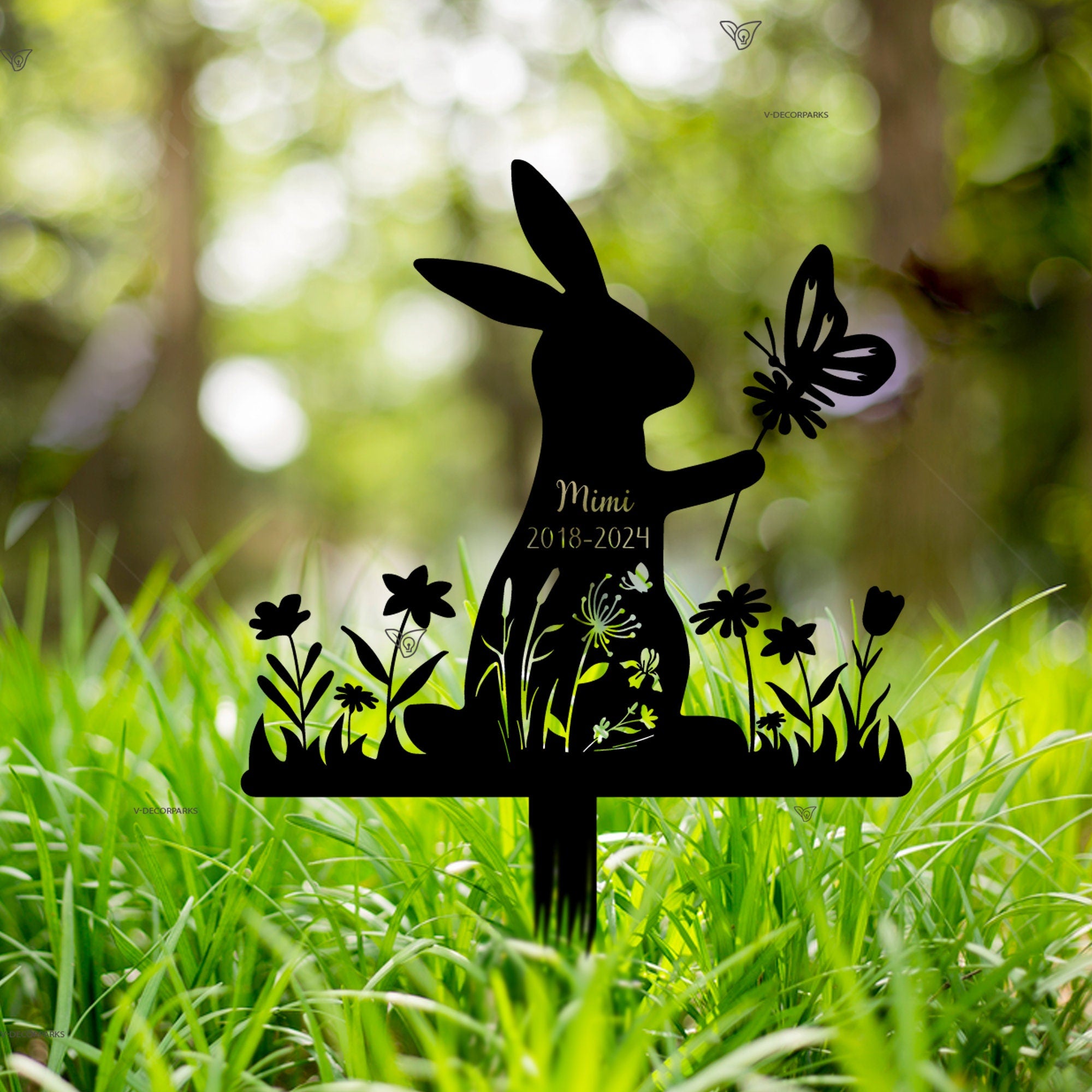 Personalized Rabbit Metal Garden Stake - Custom Rabbit Easter Yard Stake Sign - Rabbit Bunny Yard Garden Decor - Bunny Memorial Stake | GearViral