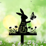 Personalized Rabbit Metal Garden Stake - Custom Rabbit Easter Yard Stake Sign - Rabbit Bunny Yard Garden Decor - Bunny Memorial Stake | GearViral