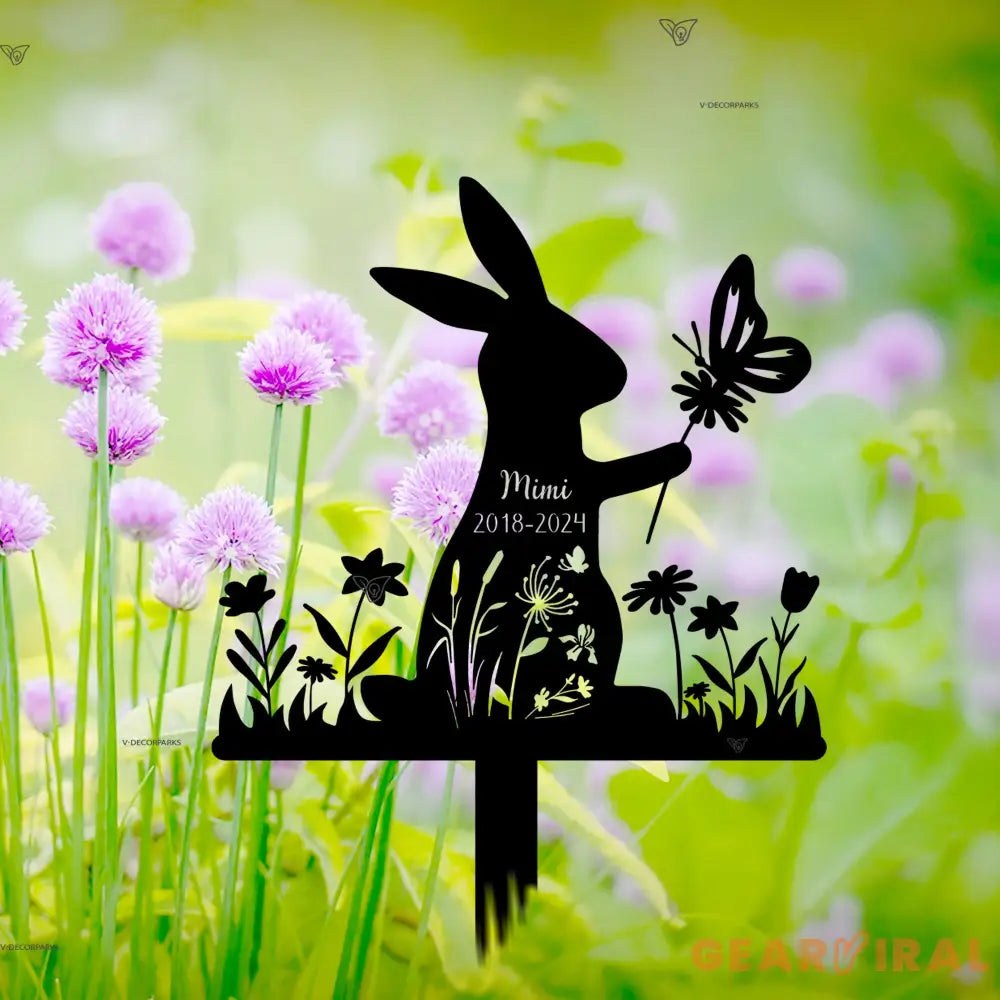 Personalized Rabbit Metal Garden Stake - Custom Rabbit Easter Yard Stake Sign - Rabbit Bunny Yard Garden Decor - Bunny