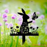 Personalized Rabbit Metal Garden Stake - Custom Rabbit Easter Yard Stake Sign - Rabbit Bunny Yard Garden Decor - Bunny