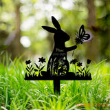 Personalized Rabbit Metal Garden Stake - Custom Rabbit Easter Yard Stake Sign - Rabbit Bunny Yard Garden Decor - Bunny