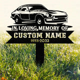 Personalized Racing car Memorial Stake, In Loving Memory Metal Stake, Sympathy Sign, Grave Marker, Remembrance Stake, Personalized Classic Car Sign