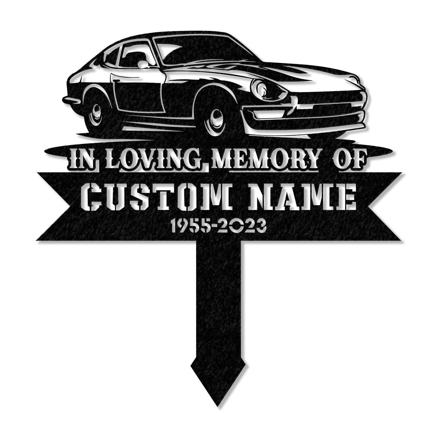Personalized Racing car Memorial Stake, In Loving Memory Metal Stake, Sympathy Sign, Grave Marker, Remembrance Stake, Personalized Classic Car Sign