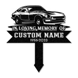 Personalized Racing car Memorial Stake, In Loving Memory Metal Stake, Sympathy Sign, Grave Marker, Remembrance Stake, Personalized Classic Car Sign