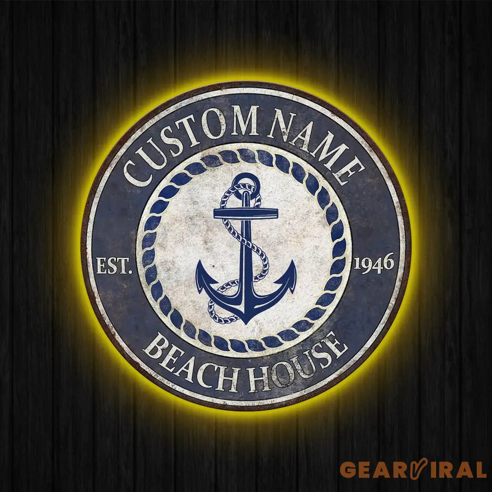 Personalized Retro Anchor Metal Sign Anchor Name Sign Metal Anchor Sign Beach House Sign Metal Family Name Sign
