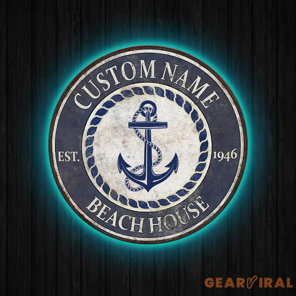 Personalized Retro Anchor Metal Sign Anchor Name Sign Metal Anchor Sign Beach House Sign Metal Family Name Sign