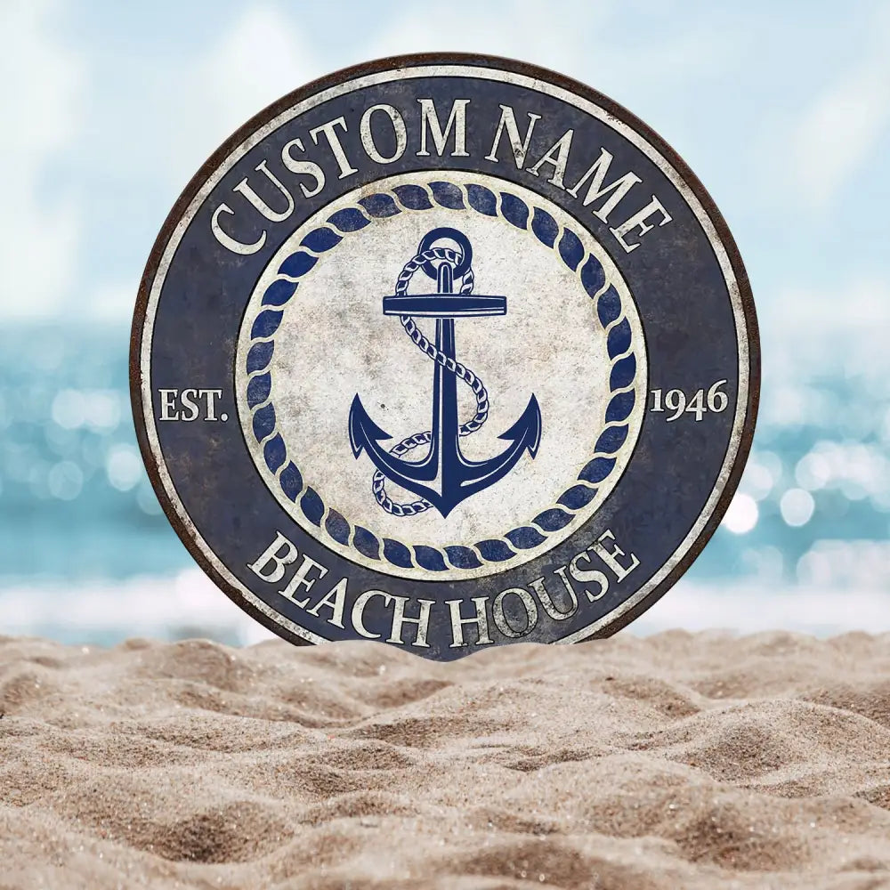 Personalized Retro Anchor Metal Sign Anchor Name Sign Metal Anchor Sign Beach House Sign Metal Family Name Sign