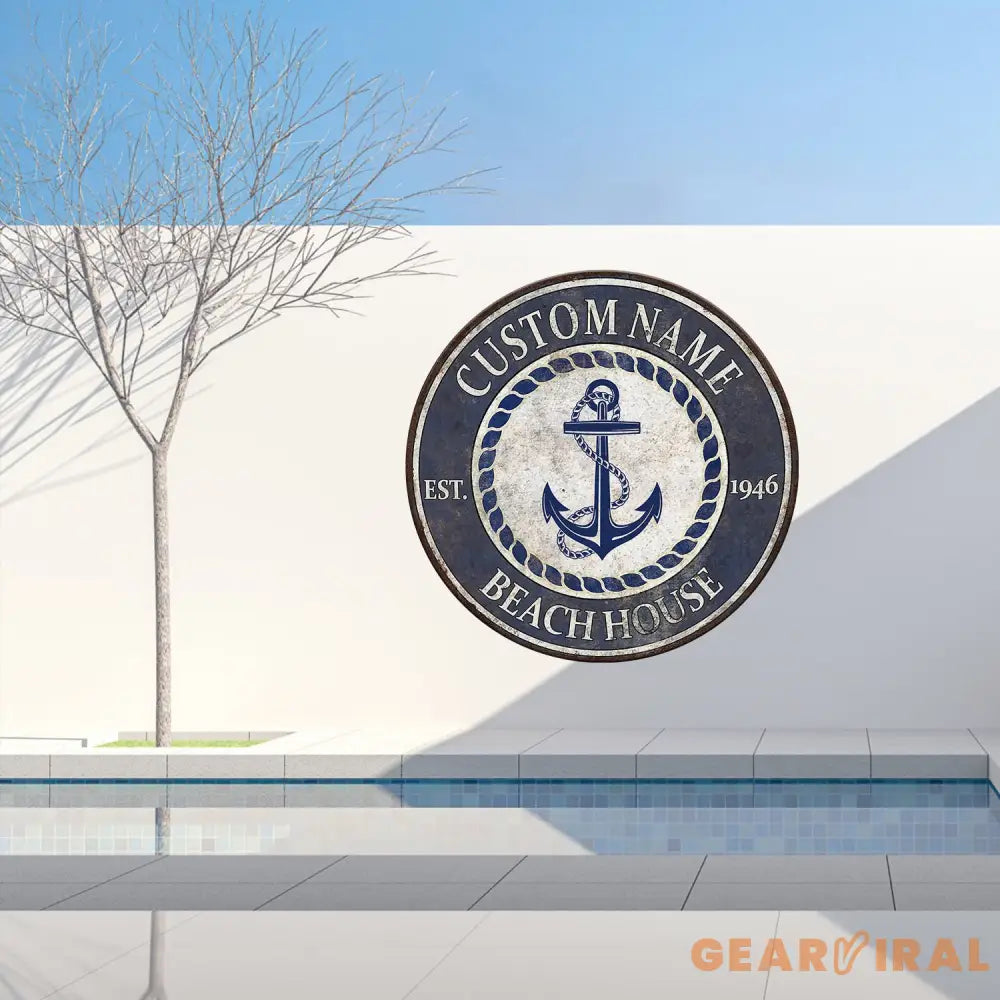 Personalized Retro Anchor Metal Sign Anchor Name Sign Metal Anchor Sign Beach House Sign Metal Family Name Sign