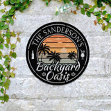 Personalized Retro Pool Metal Sign LED Outdoor Wall Decor Pool Signs for Outdoor Personalized Custom Backyard Oasis