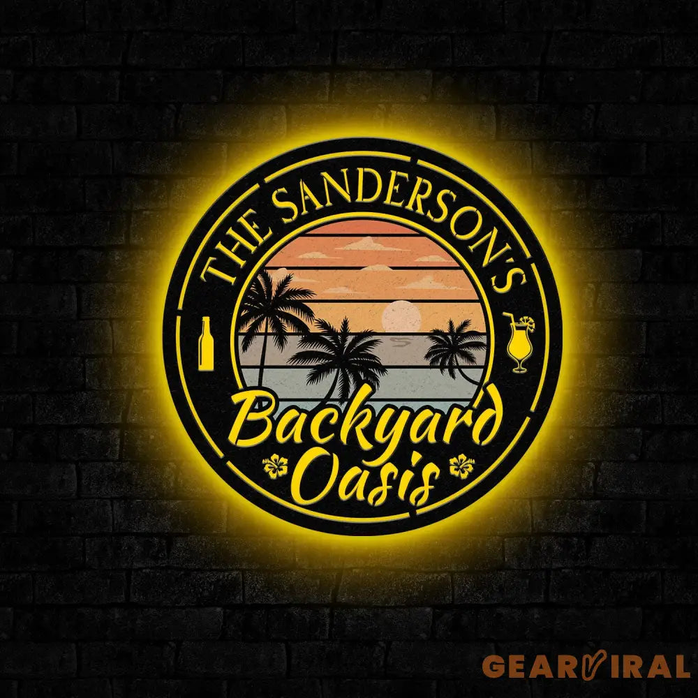 Personalized Retro Pool Metal Sign LED Outdoor Wall Decor Pool Signs for Outdoor Personalized Custom Backyard Oasis