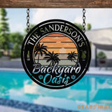 Personalized Retro Pool Metal Sign LED Outdoor Wall Decor Pool Signs for Outdoor Personalized Custom Backyard Oasis