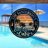 Personalized Retro Pool Metal Sign LED Outdoor Wall Decor Pool Signs for Outdoor Personalized Custom Backyard Oasis
