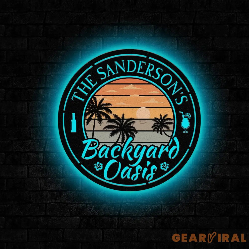 Personalized Retro Pool Metal Sign LED Outdoor Wall Decor Pool Signs for Outdoor Personalized Custom Backyard Oasis