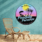 Personalized Retro Poolside Paradise Sign Custom Pool Sign Backyard Pool Decor Backyard Sign Poolside Decor Swimming