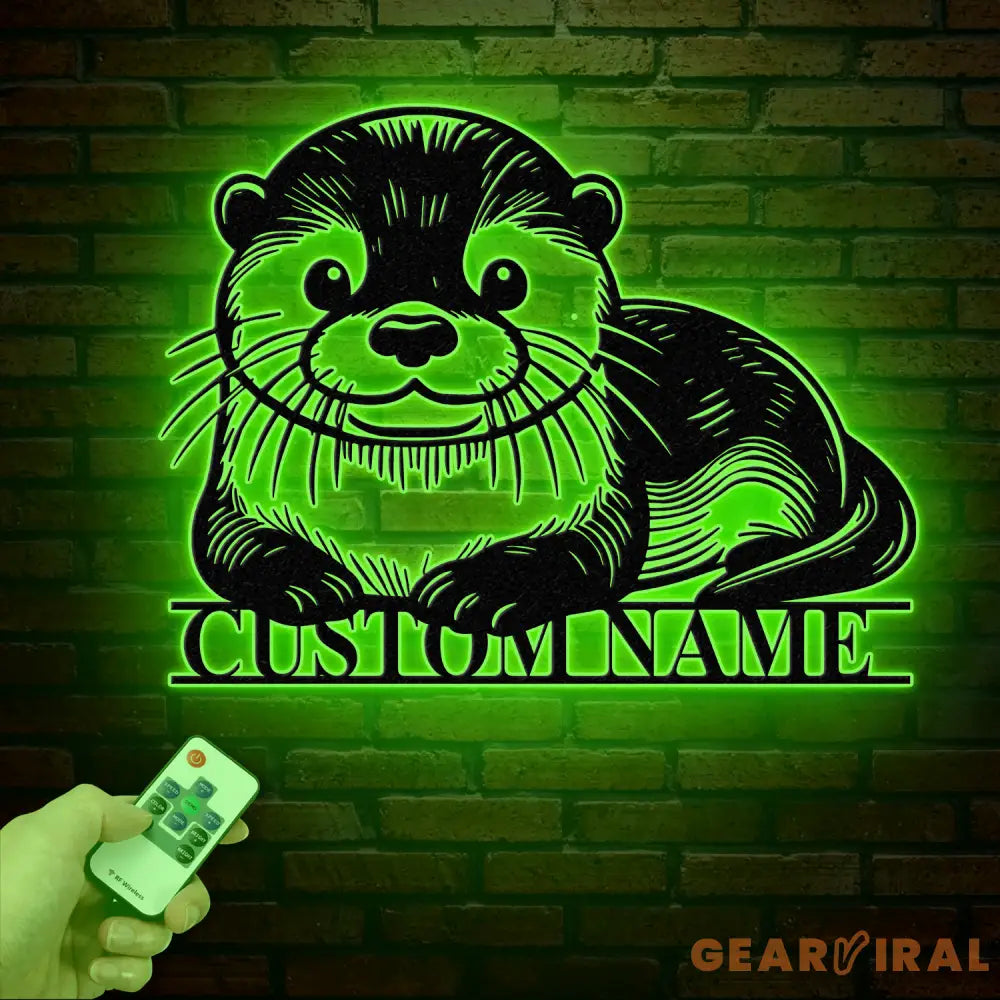 Personalized River Otter Metal Sign with Led Lights Custom Otter Metal Sign Otter Sign Birthday Gift Otter Gifts Otter