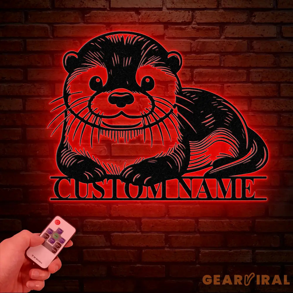 Personalized River Otter Metal Sign with Led Lights Custom Otter Metal Sign Otter Sign Birthday Gift Otter Gifts Otter