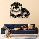 Personalized River Otter Metal Sign with Led Lights Custom Otter Metal Sign Otter Sign Birthday Gift Otter Gifts Otter