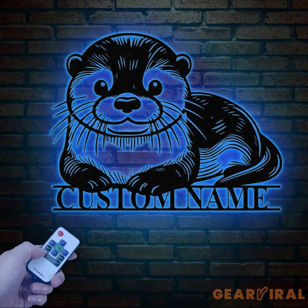 Personalized River Otter Metal Sign with Led Lights Custom Otter Metal Sign Otter Sign Birthday Gift Otter Gifts Otter
