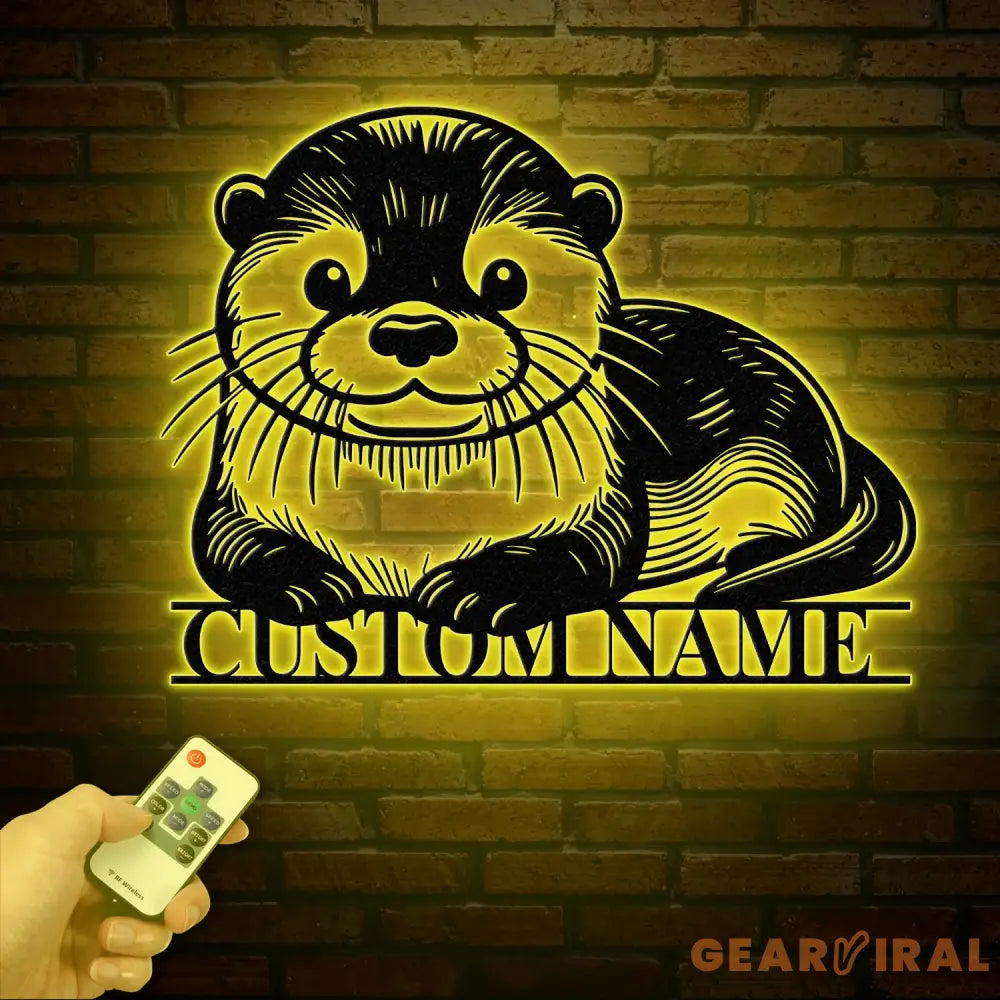 Personalized River Otter Metal Sign with Led Lights Custom Otter Metal Sign Otter Sign Birthday Gift Otter Gifts Otter
