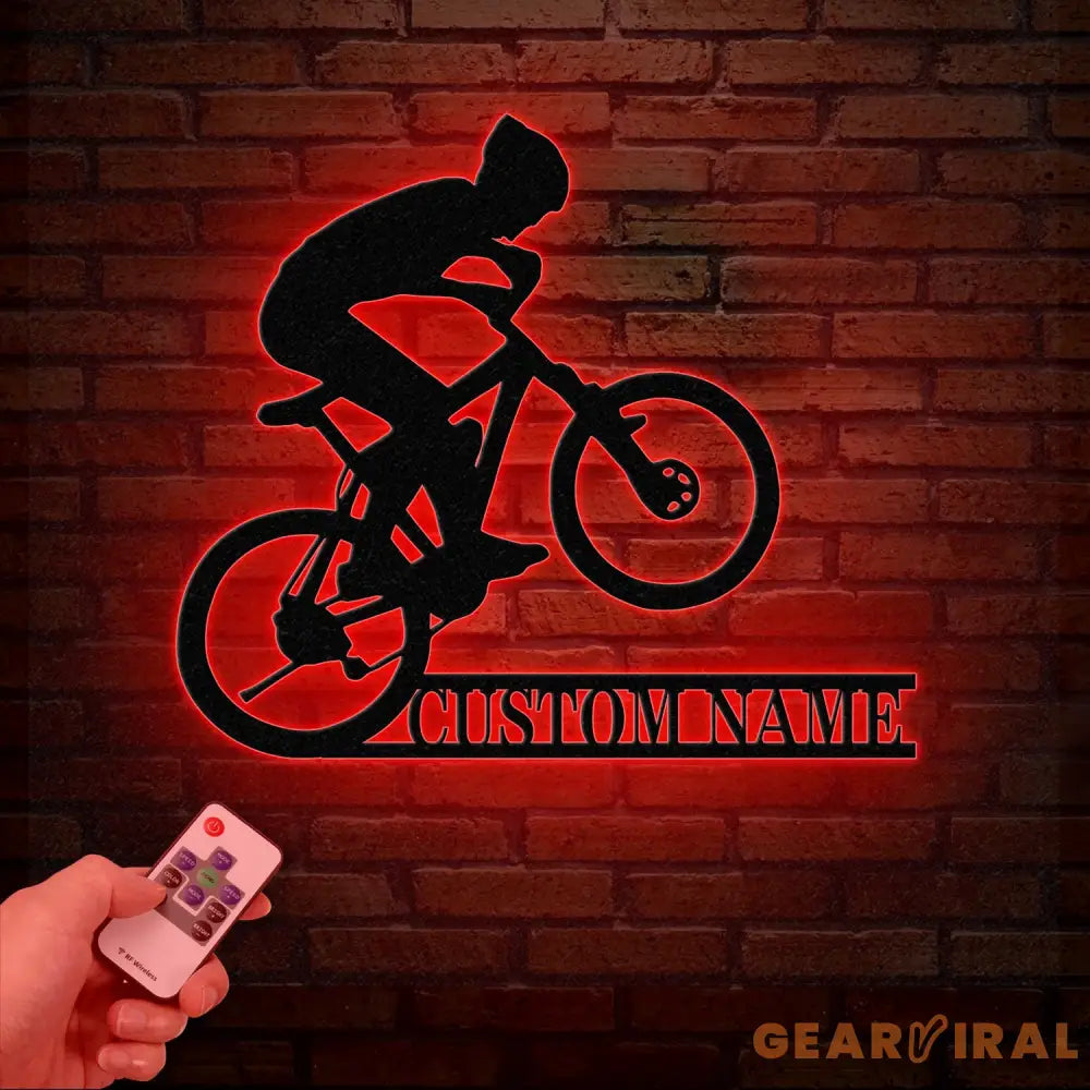 Personalized Road Bike Metal Sign with LED Light Custom Cycling Wall Art Man Road Bike Decor Bicycle Wall Sign