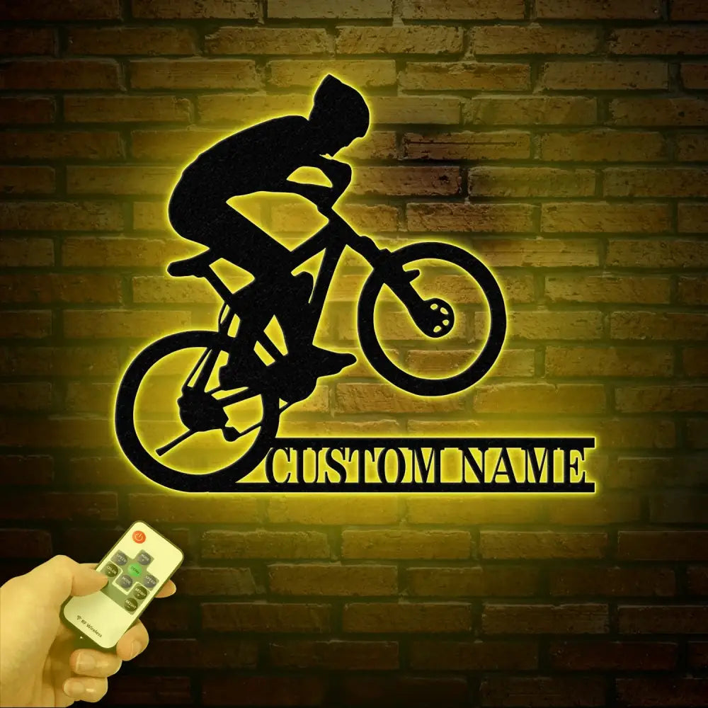 Personalized Road Bike Metal Sign with LED Light Custom Cycling Wall Art Man Road Bike Decor Bicycle Wall Sign