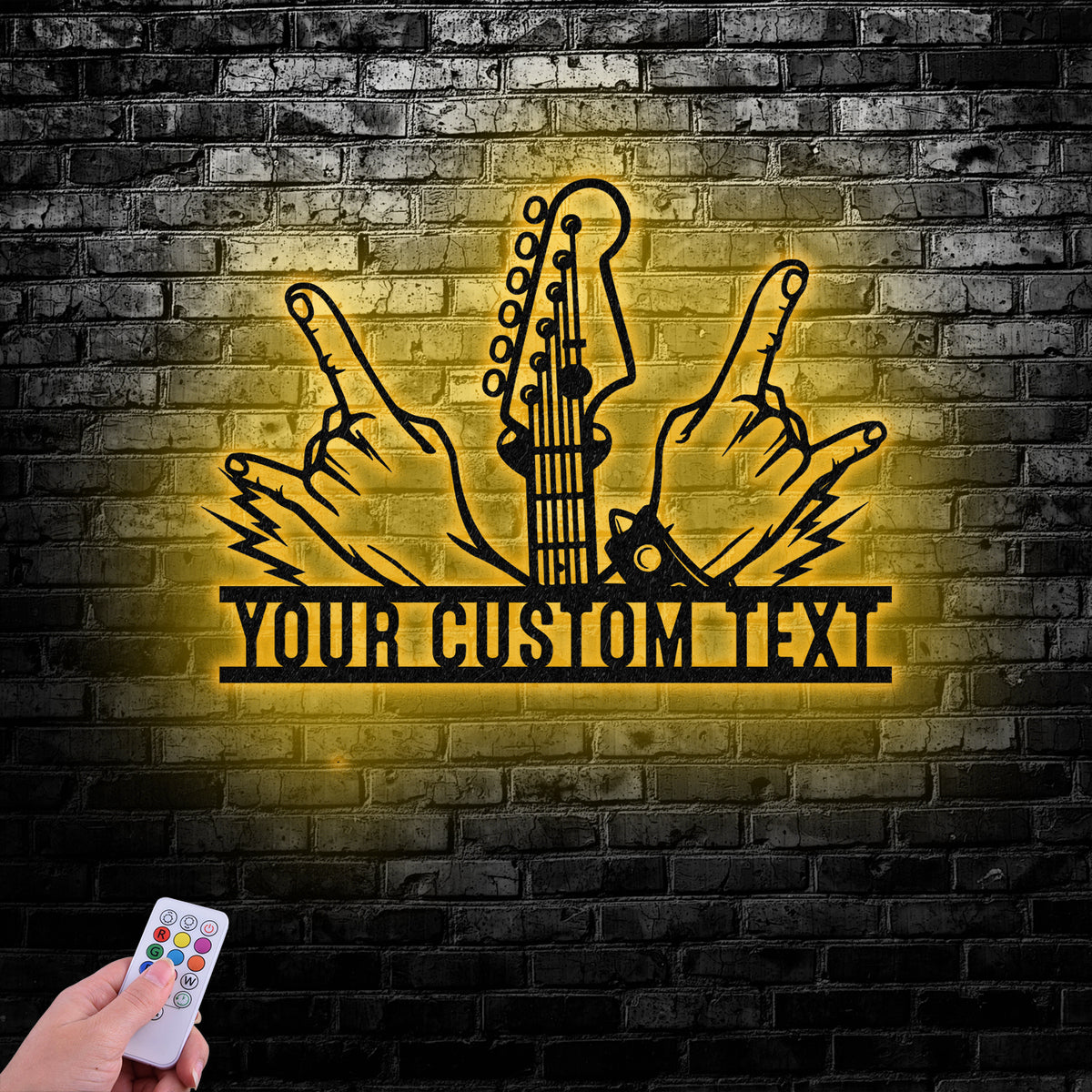 Personalized Rock And Roll Guitar Metal Wall Art Led Light, Guitar Gift, Guitar Lover Gift - Gearviral