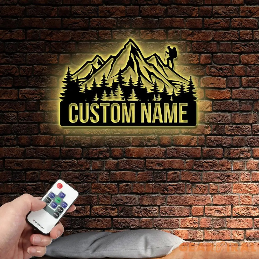 Personalized Rock Mountain Climbing Metal Wall Art With Lights Custom Male Rock Climber Sign Rock Climbing Lover Gift