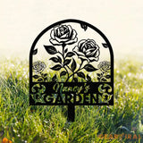 Personalized Rose Garden Stake Rose Metal Sign Garden Flower Sign Custom Garden Name Sign Garden Decor Yard Art