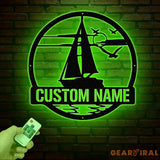 Personalized Sailboat Metal Wall Art With Led Lights Custom Sail Boat Sign Lake House Decor Sailing Boat Art