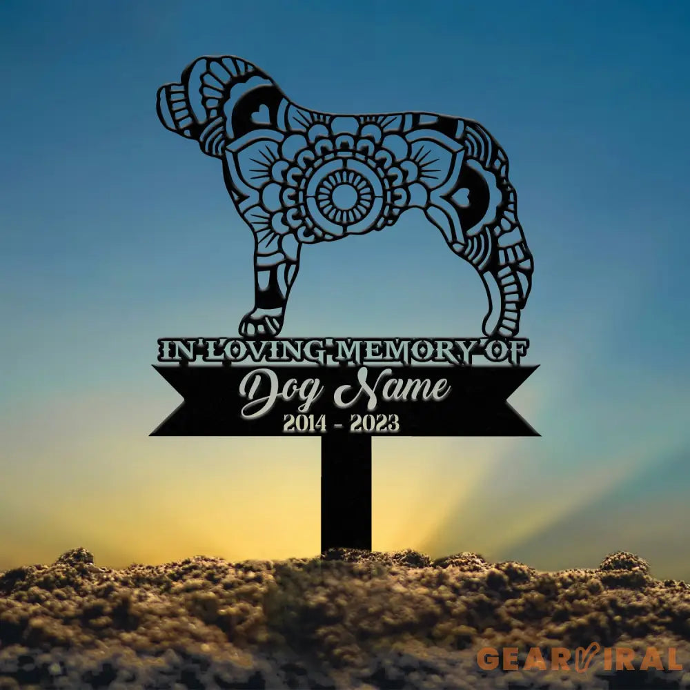 Personalized Saint Bernard Mandala Garden Stake Zentangle Yard Art Dog Memorial Sign Outdoor Decor Pet Loss Sympathy