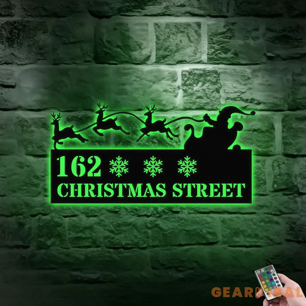 Personalized Santa Flying with Reindeer Address - Metal Address Sign | Hanging Address Number Sign - Address Metal Sign