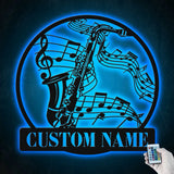 Personalized Saxophone Musical Instrument Metal Wall Art LED Light - Custom Player Name Sign Home Decor - - Ideal for Home Decor & Gift | GearViral