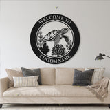 Personalized Sea Turtle Metal Sign-Nautical Sea Turtle Wall Art-Beach House Wall Hanging-Turtle Welcome Sign-Under the sea Turtle decor Gift | GearViral