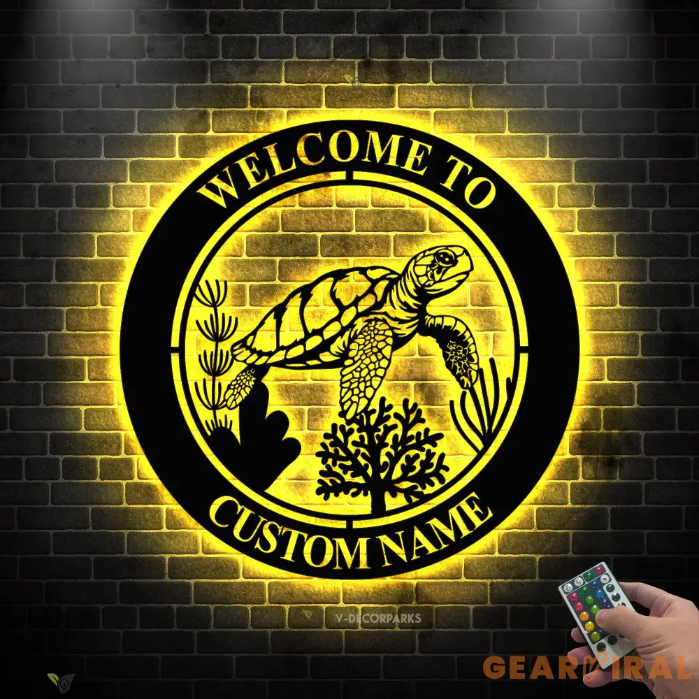 Personalized Sea Turtle Metal Sign-Nautical Sea Turtle Wall Art-Beach House Wall Hanging-Turtle Welcome Sign-Under the