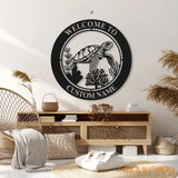 Personalized Sea Turtle Metal Sign-Nautical Sea Turtle Wall Art-Beach House Wall Hanging-Turtle Welcome Sign-Under the