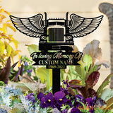 Personalized Semi Truck Trucker Truck Driver Angel Wings Memorial Stake Metal Stake Sympathy Sign Grave Marker