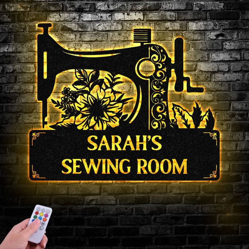 Personalized Sewing Led Light Metal Wall Art Sewing Decor Metal Sewing Sign Quilting Sign Gift For Wife Gift For