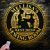Personalized Sewing Led Light Metal Wall Art Sewing Decor Metal Sewing Sign Quilting Sign Gift For Wife Gift For