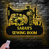 Personalized Sewing Led Light Metal Wall Art, Sewing Decor, Metal Sewing Sign, Quilting Sign, Gift For Wife, Gift For Grandma, Gift For Mom Vs2