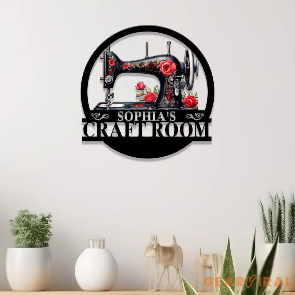 Personalized Sewing Machine With Flower Sign Custom Quilting Sign For Sewing Room Decor Craft Room Sign Gift for Mom &