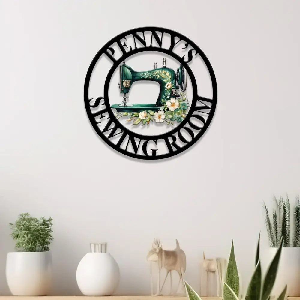 Personalized Sewing Machine With Flower Sign Custom Quilting Sign For Sewing Room Decor Sewing Machine Sign Gift for