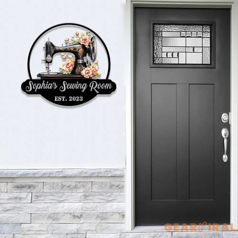 Personalized Sewing Metal Sign Custom Quilting Sign For Sewing Room Decor Sewing Machine With Flower Sign Craft Room
