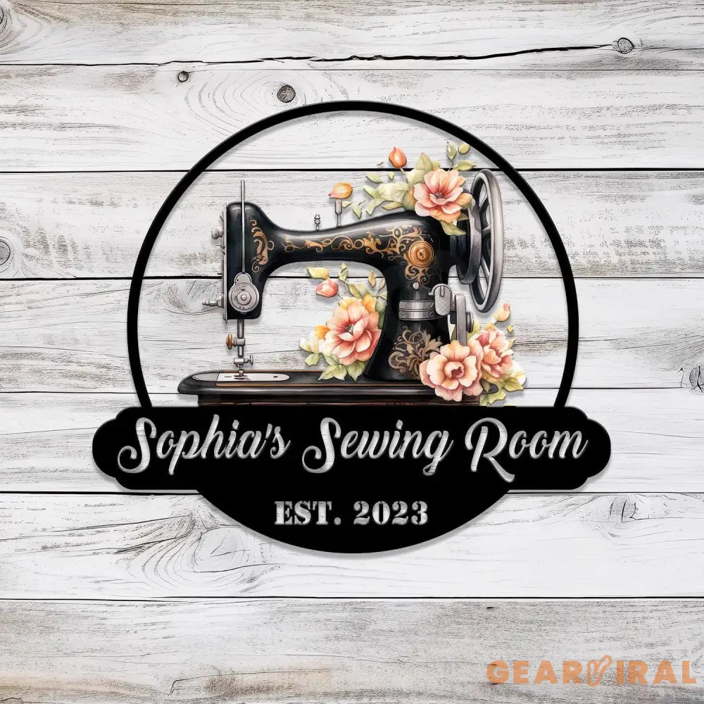 Personalized Sewing Metal Sign Custom Quilting Sign For Sewing Room Decor Sewing Machine With Flower Sign Craft Room