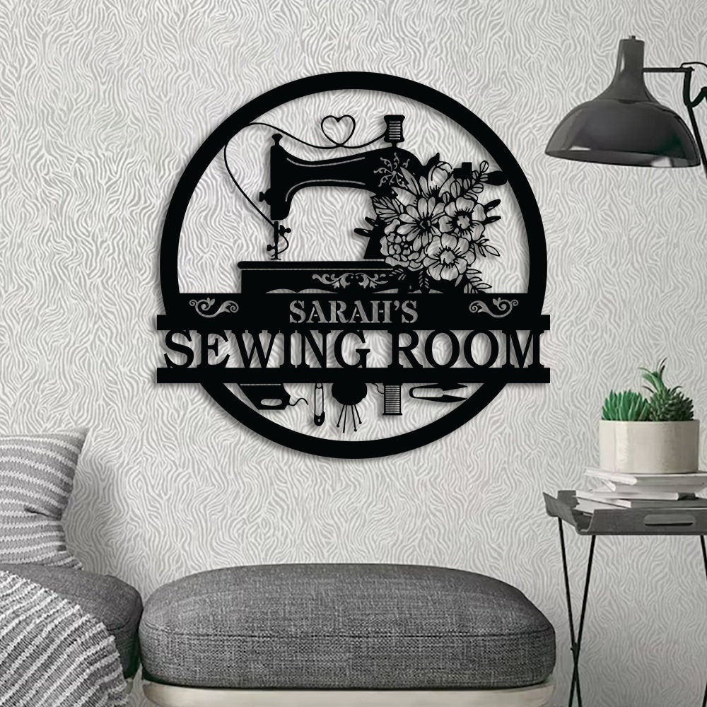 Personalized Sewing Metal Wall Art Sewing Room Sign Custom Sewing Sign Sewing Room Wall Decor Quilting Sign Gift for Her Mother Day's Gift | GearViral